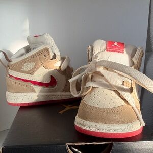 Jordan Kids Beige and Red Sneakers